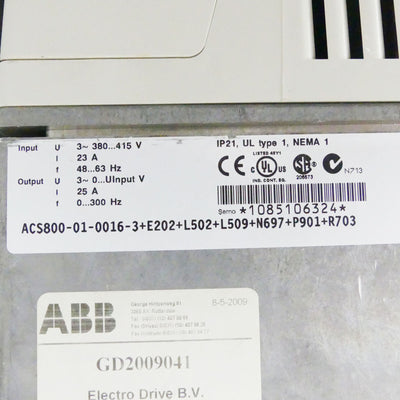 ABB ACS800-01-0016-3+E202+L502+L509+N697+P901+R703
